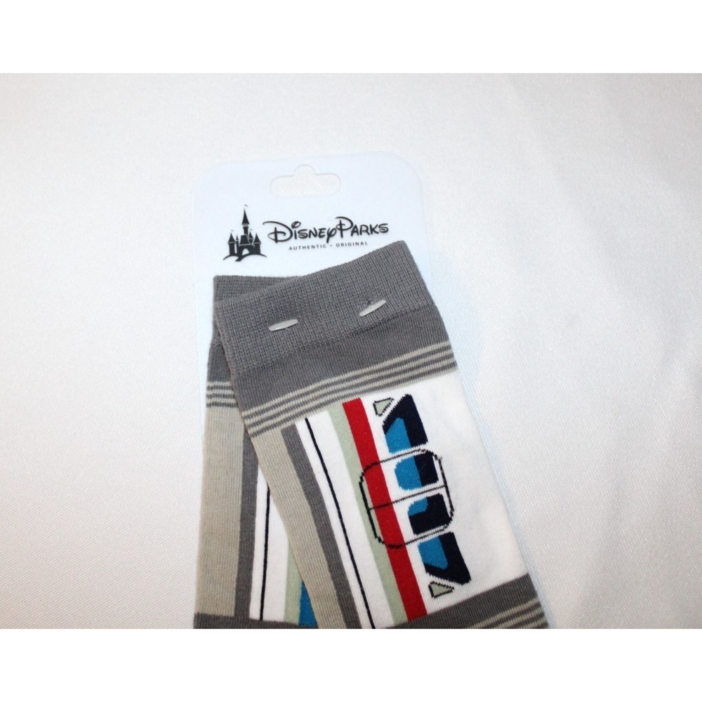 Disney Parks Crew Socks Authentic Original Monorail Blue Red Gray Adult NEW - Picture 2 of 5